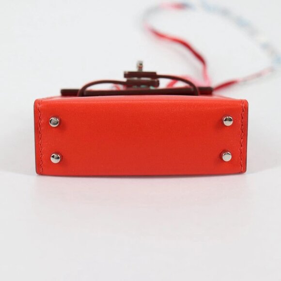 HERMES Micro Kelly Bag Charm Leather Orange Auth 141175SM - Picture 7 of 16